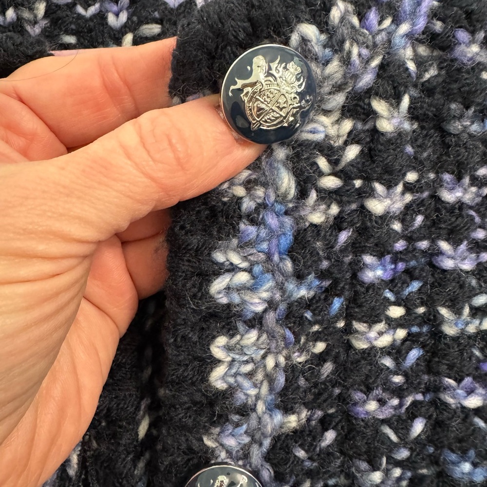 Ba&sh Beloni Knit Lady Cardigan in Black and Blue Small - Picture 4 of 9